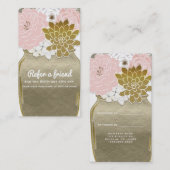 メイスンジャー素朴の花金ゴールドピンク友人を参照 紹介カード (正面/裏面)