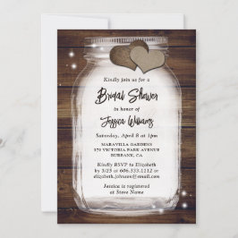 メイスンジャー素朴カントリーウッドバーラップブライダルシャワー 招待状