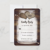 メイスンジャー素朴カントリーバーラップハートウェディングRSVP 出欠カード (正面)