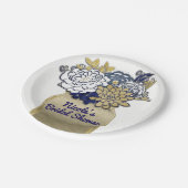 メイスンジャー素朴フラワーズフローラピンク&金ゴールドシック ペーパープレート (アングル)