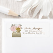 メイスンジャー素朴フラワーズフローラピンク&金ゴールドシック ラベル (インサイチュ)