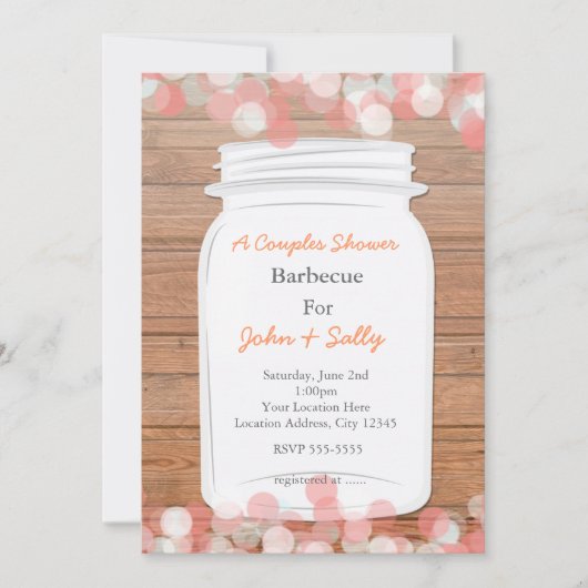 メイスンジャー素朴ブライダルサーモンライト招待状 招待状 (正面)