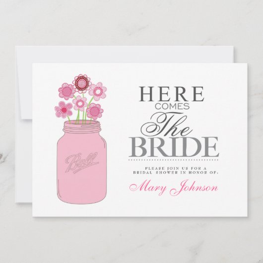 メイスンジャー素朴ブライダルシャワーパーティー 招待状 (正面)