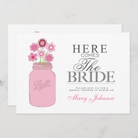 メイスンジャー素朴ブライダルシャワーパーティー 招待状 (正面/裏面)