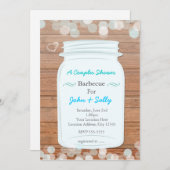 メイスンジャー素朴ブライダル婚約カップルシャワー 招待状 (正面/裏面)