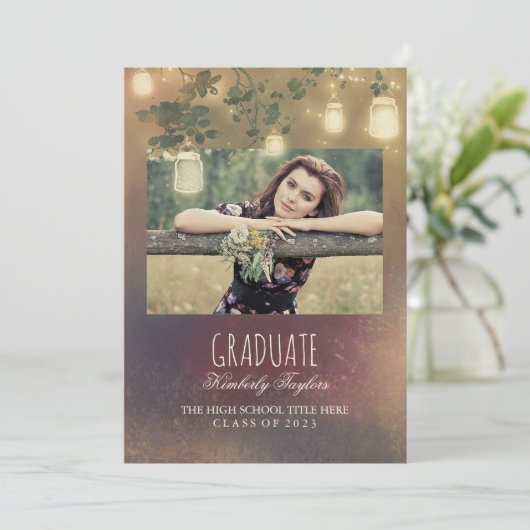 メイスンジャー素朴ライト写真卒業パーティー 招待状 (スタンド正面)