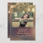 メイスンジャー素朴ライト写真卒業パーティー 招待状 (正面/裏面)