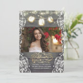 メイスンジャー素朴ライト写真卒業パーティー 招待状 (スタンド正面)