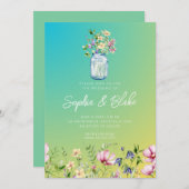 メイスンジャー素朴ルグラデーションワ結婚ーン 招待状 (正面/裏面)