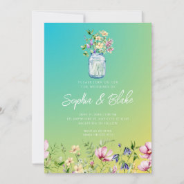 メイスンジャー素朴ルグラデーションワ結婚ーン 招待状