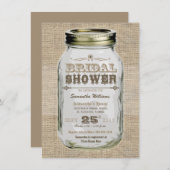 メイスンジャー素朴ヴィンテージルックブライダルシャワー 招待状 (正面/裏面)
