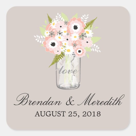 メイスンジャー結婚フローラ スクエアシール (正面)