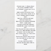 メイスンジャー結婚式 プログラム (裏面)