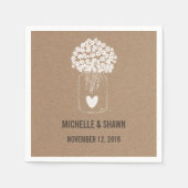 メイスンジャー花かわいいハートカントリーウェディング スタンダードカクテルナプキン (正面)