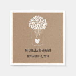 メイスンジャー花かわいいハートカントリーウェディング スタンダードカクテルナプキン