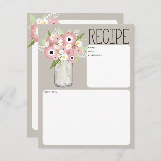 メイスンジャー花レシピカード 招待状 (正面/裏面)