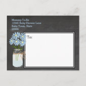 メイスンジャー花付きブルーベビーシャワー インビテーションポストカード (裏面)