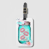 メイスンジャー蝶キスフローラピンクティール（緑がかった色） ラゲッジタグ (正面縦)