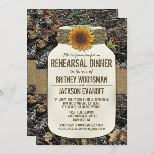 メイスンジャー迷彩柄リハーサルディナー招待状 招待状 (正面/裏面)