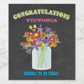 メイスンジャー野生の花おめでとうワインラベル ワインラベル (シングルラベル)