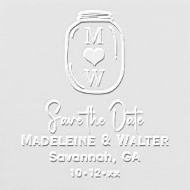 メイスンジャー2イニシャルモノグラムハート保存日付