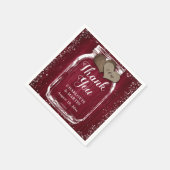 メイスンジャー2ハートバーグンディ結婚の感謝 スタンダードカクテルナプキン (角)