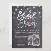 メイスンジャー&ストリングライツシャルボードブライダルシャワー 招待状 (正面)