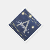 メイスンジャー&ストリングライツモノグラム誕生日 スタンダードカクテルナプキン (角)