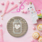 メイスンジャー&ストリングライツ素朴バーラップ結婚ズ ペーパープレート (パーティー)