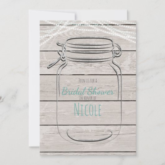 メイスンジャー&ストリングライト素朴招待状 招待状 (正面)