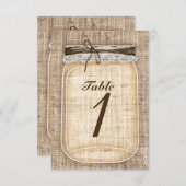 メイスンジャー&バーラップレース素朴テーブル番号 招待状 (正面/裏面)