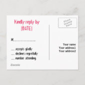 メイスンジャー&ピンクハートRSVP インビテーションポストカード (裏面)