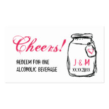 メイスンジャー&ピンク結婚ハートズチケット