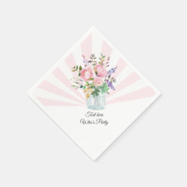 メイスンジャー、成人の誕生日結婚、フローラ スタンダードカクテルナプキン