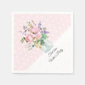 メイスンジャー、成人の誕生日結婚、フローラ スタンダードカクテルナプキン (正面)