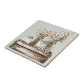 メイスンジャー、木造の木箱の農家のワイルドフラワー タイル (側面)