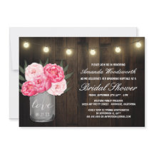 メイスンジャー+牡丹素朴ブライダルシャワー招待状