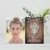 メイスンジャー、花、ライトスウィート16誕生日写真 招待状 (スタンド正面)