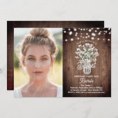 メイスンジャー、花、ライトスウィート16誕生日写真 招待状 (正面/裏面)