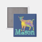 メイスンスターバストカラフルヤギかわいい動物アート マグネット (正面/裏面)