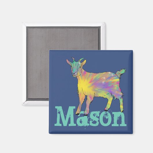 メイスンスターバストカラフルヤギかわいい動物アート マグネット (正面/裏面)