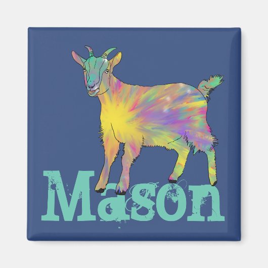 メイスンスターバストカラフルヤギかわいい動物アート マグネット (正面)