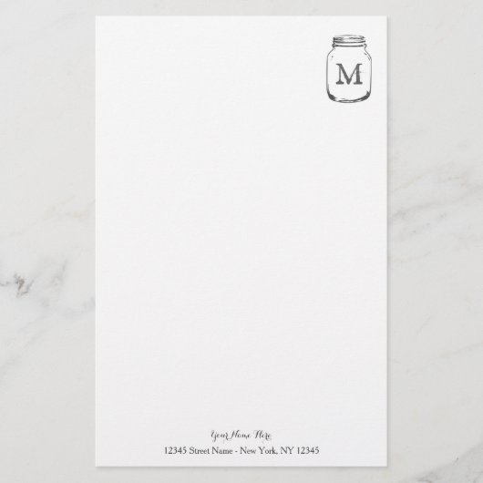メイスンパーソナライズされたジャモノグラム文房具紙 便箋 (正面)