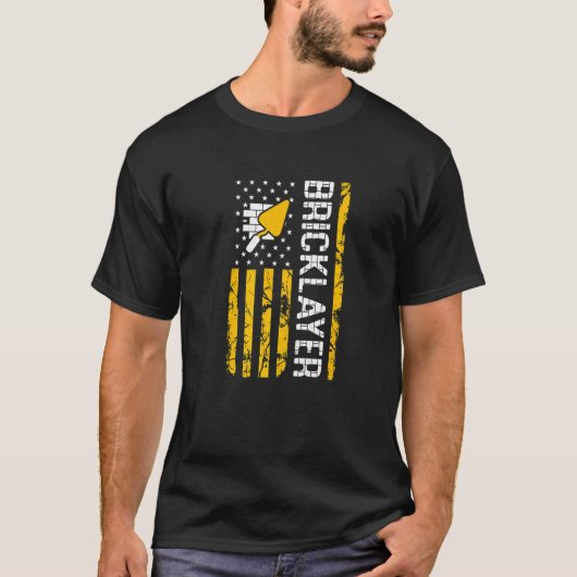 メイスンブリックレイヤ国旗のレンガ積み構造 Tシャツ (正面)