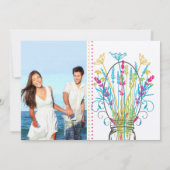 メイスンモダンジャールコーラルイエローライムフローラ結婚ズ 招待状 (裏面)