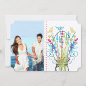 メイスンモダンジャールコーラルイエローライムフローラ結婚ズ 招待状 (裏面)