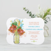 メイスンモダンジャールコーラルイエローライムフローラ結婚ズ 招待状 (スタンド正面)