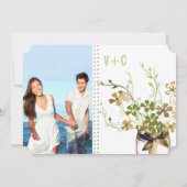 メイスンモダンジャール青銅とグリーンフローラズ結婚 招待状 (裏面)