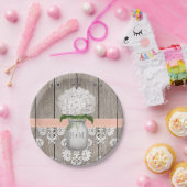 メイスンモノグラムのジャルピーチアジサイ結婚ズ ペーパープレート (パーティー)