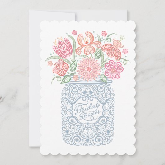 メイスンレースのようジャーのブライダルシャワーへの招待 招待状 (正面)